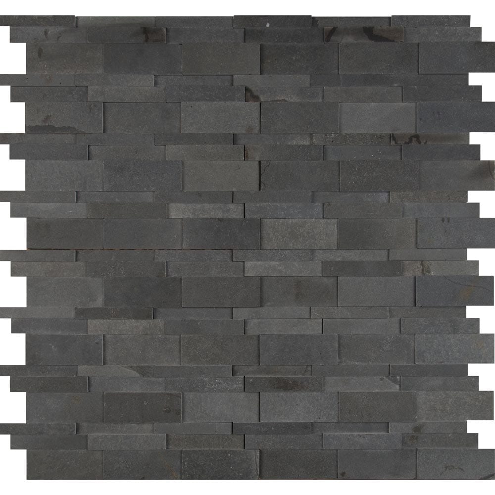 Mosaico de basalto pulido Neptune 3D de 30,5 x 30,5 cm, montado en malla - Colección MSI