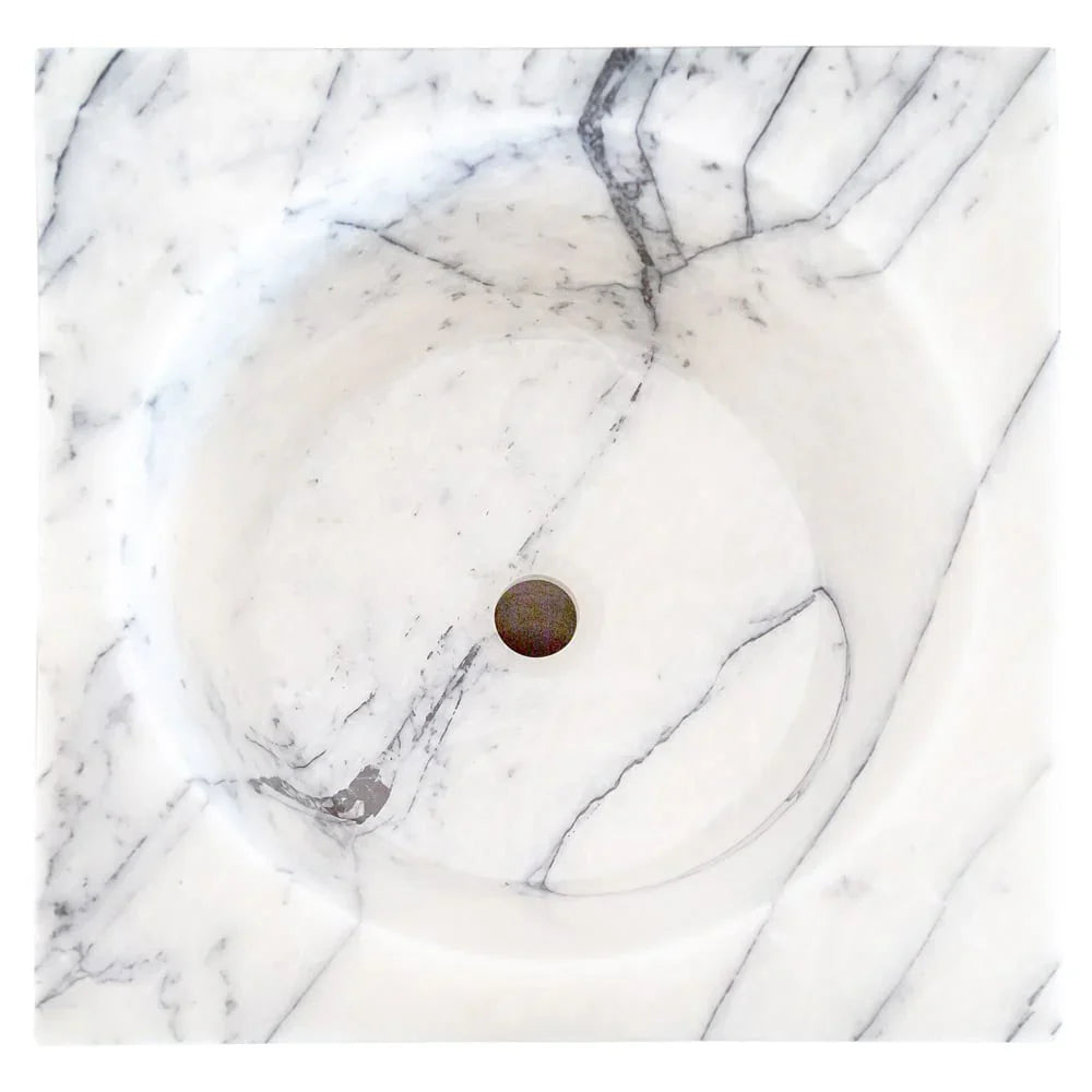 Lavabo de baño independiente en forma de cono con pedestal de mármol blanco de Nueva York de piedra natural