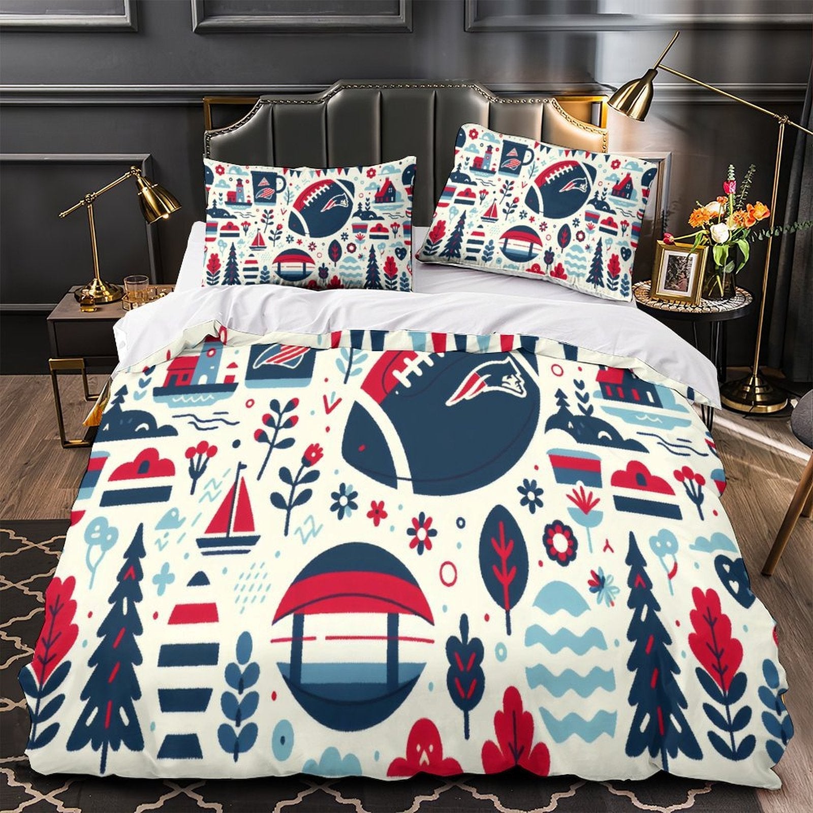 Juego de cama con funda de edredón y sin relleno de los New England Patriots