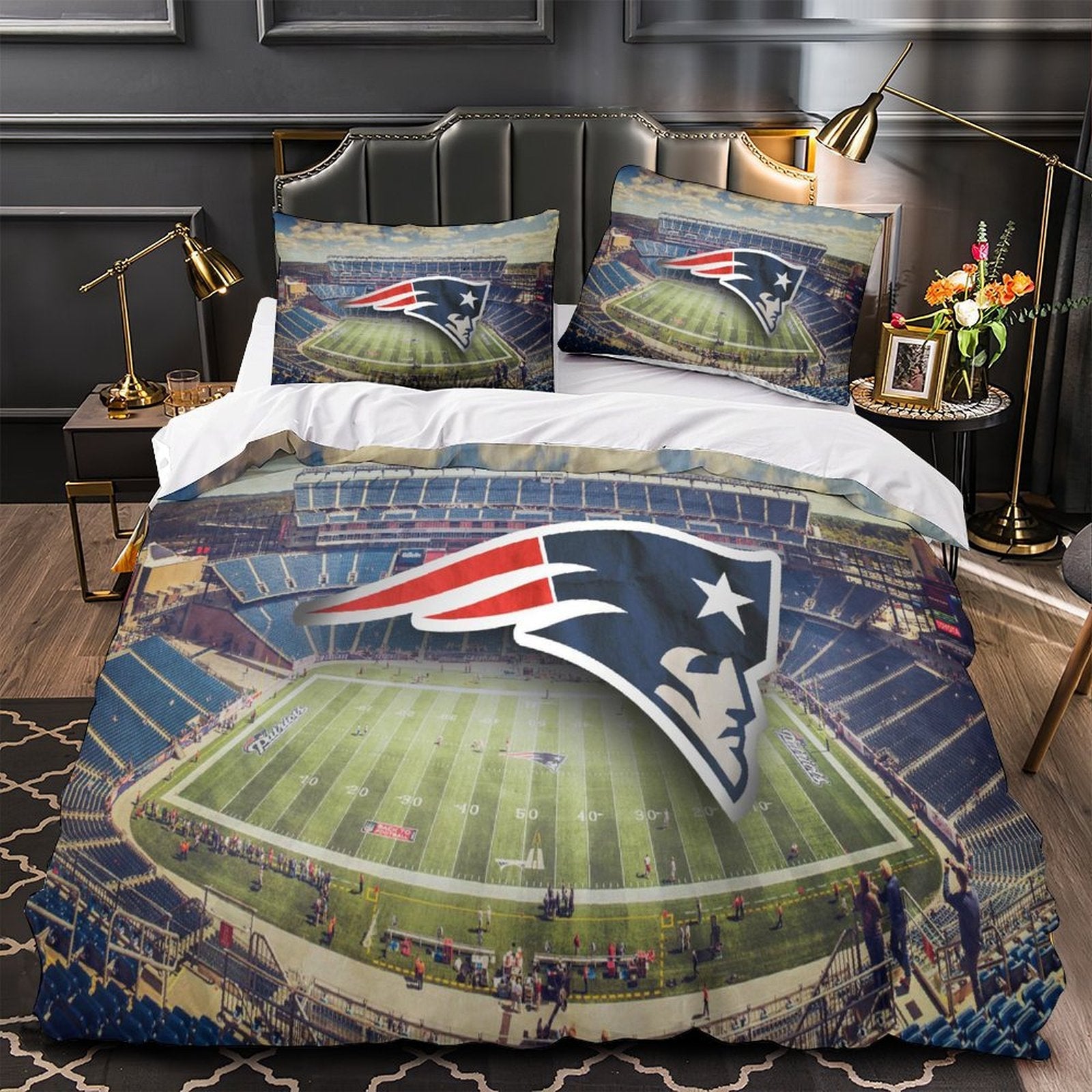 Juego de cama con funda de edredón y sin relleno de los New England Patriots