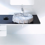Lavabo sobre lavabo de baño de mármol pulido de diseñador de Nueva York