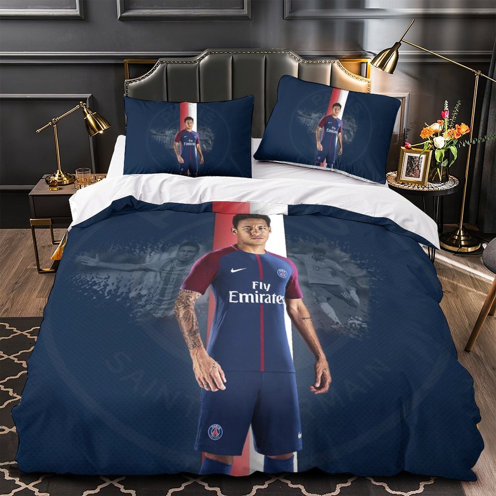 Juego de cama con estampado de Neymar, funda de edredón sin relleno