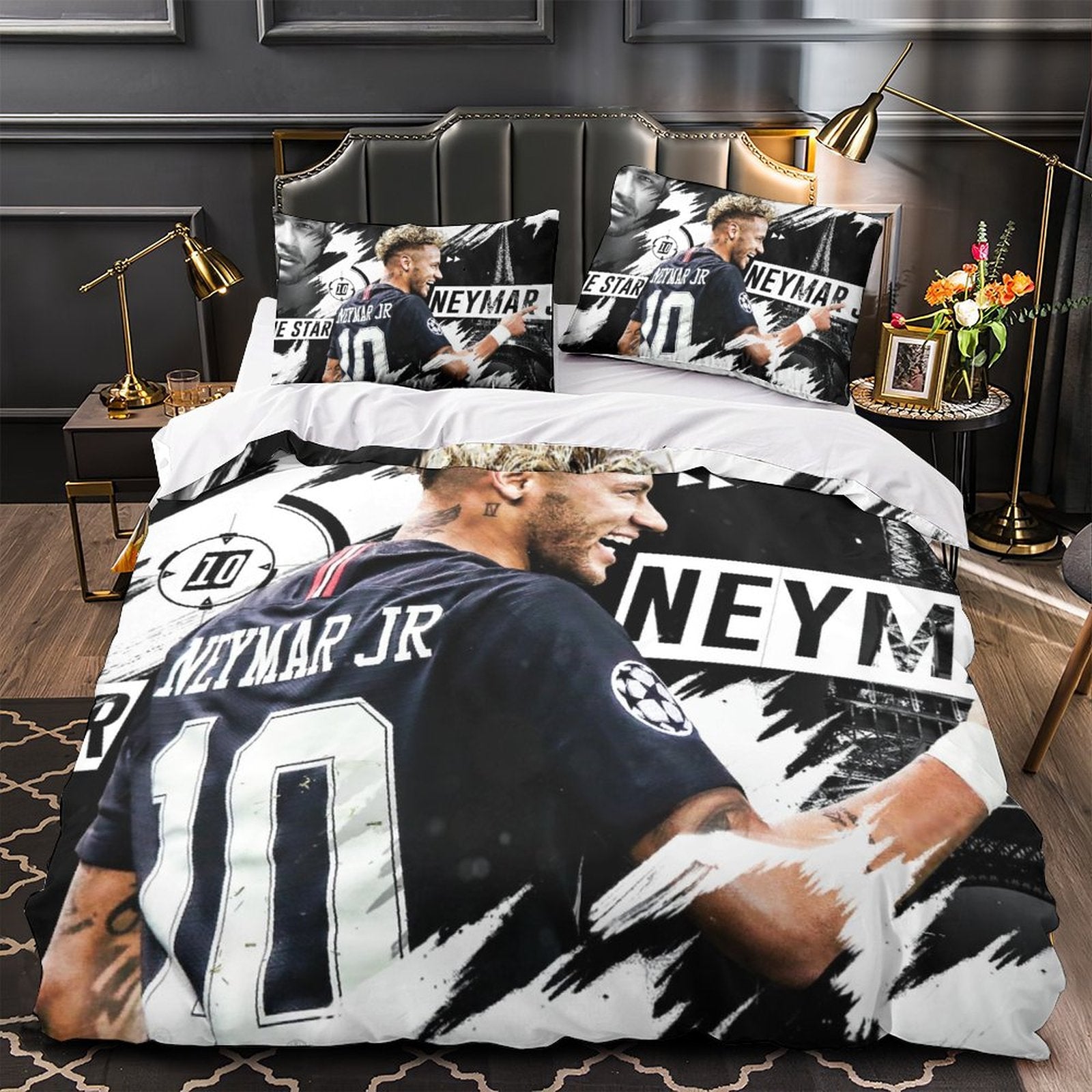 Juego de cama con estampado de Neymar, funda de edredón sin relleno