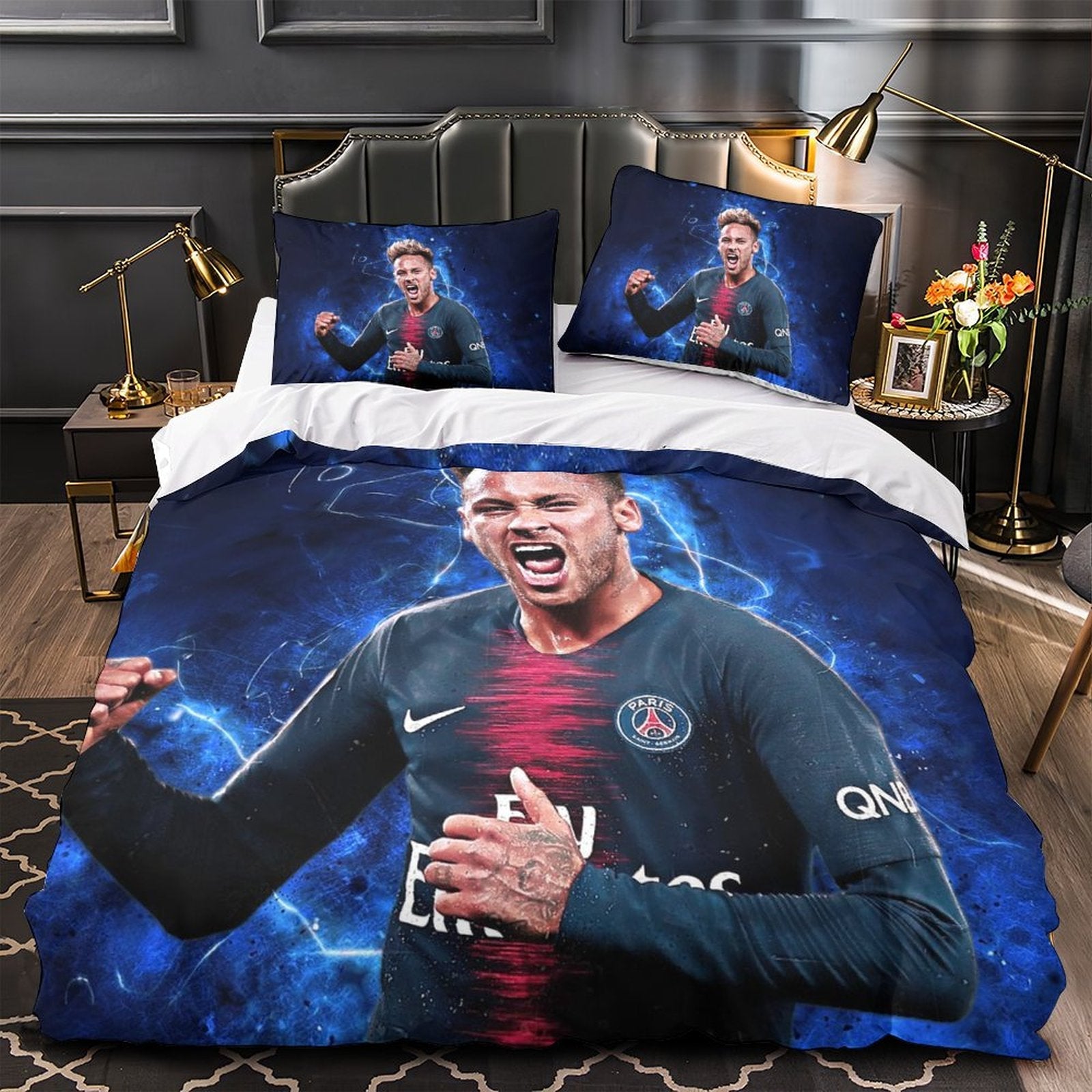 Juego de cama con estampado de Neymar, funda de edredón sin relleno
