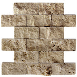 Travertine Noce Brown Split Face Mosaic Floor and Wall Tile - Livfloors Collection