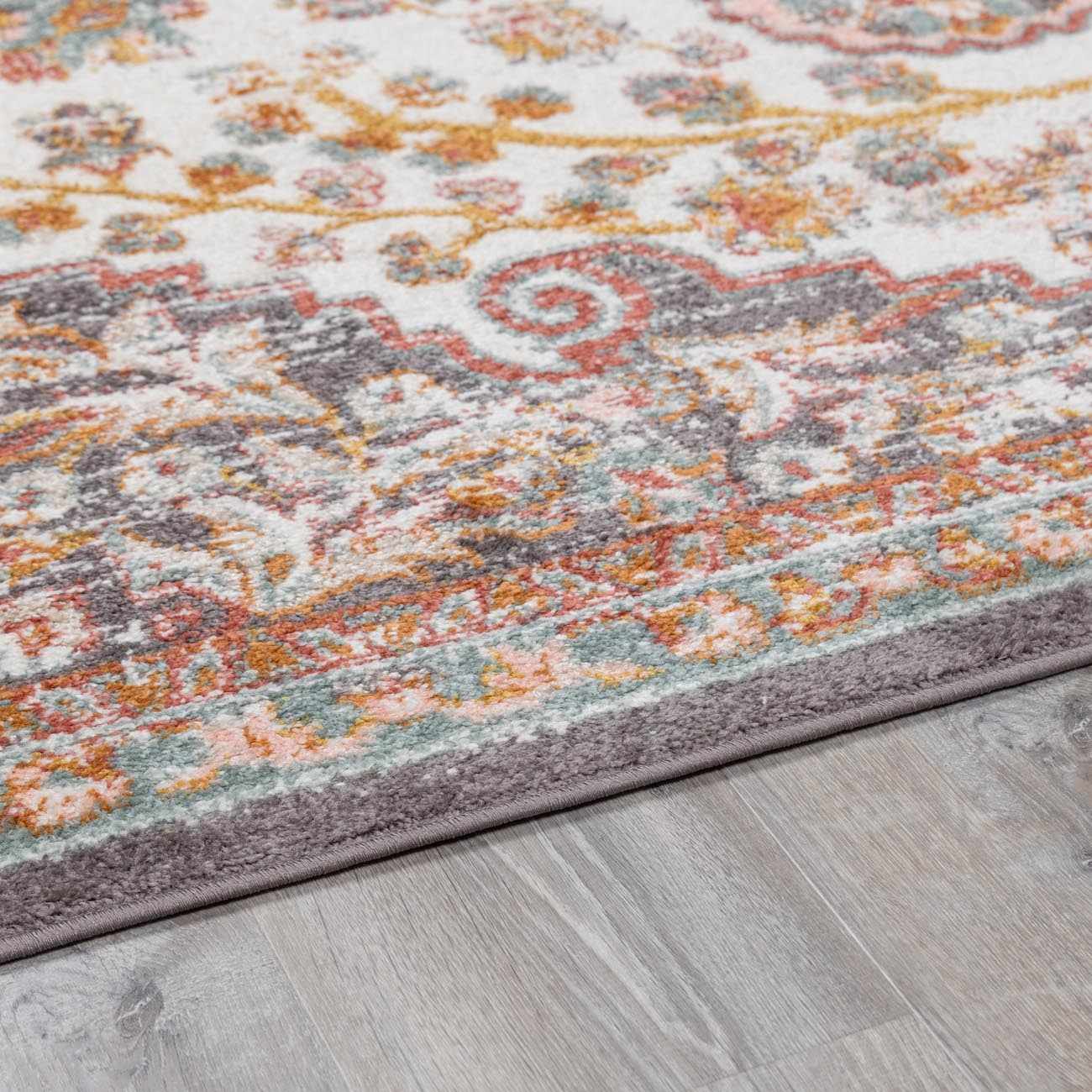 Alfombra con medallón floral de roble