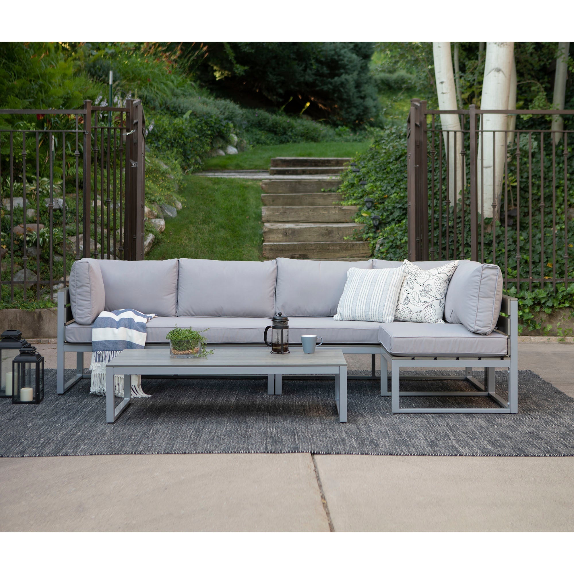 Juego de muebles de exterior para patio Jane de 4 piezas con cojines