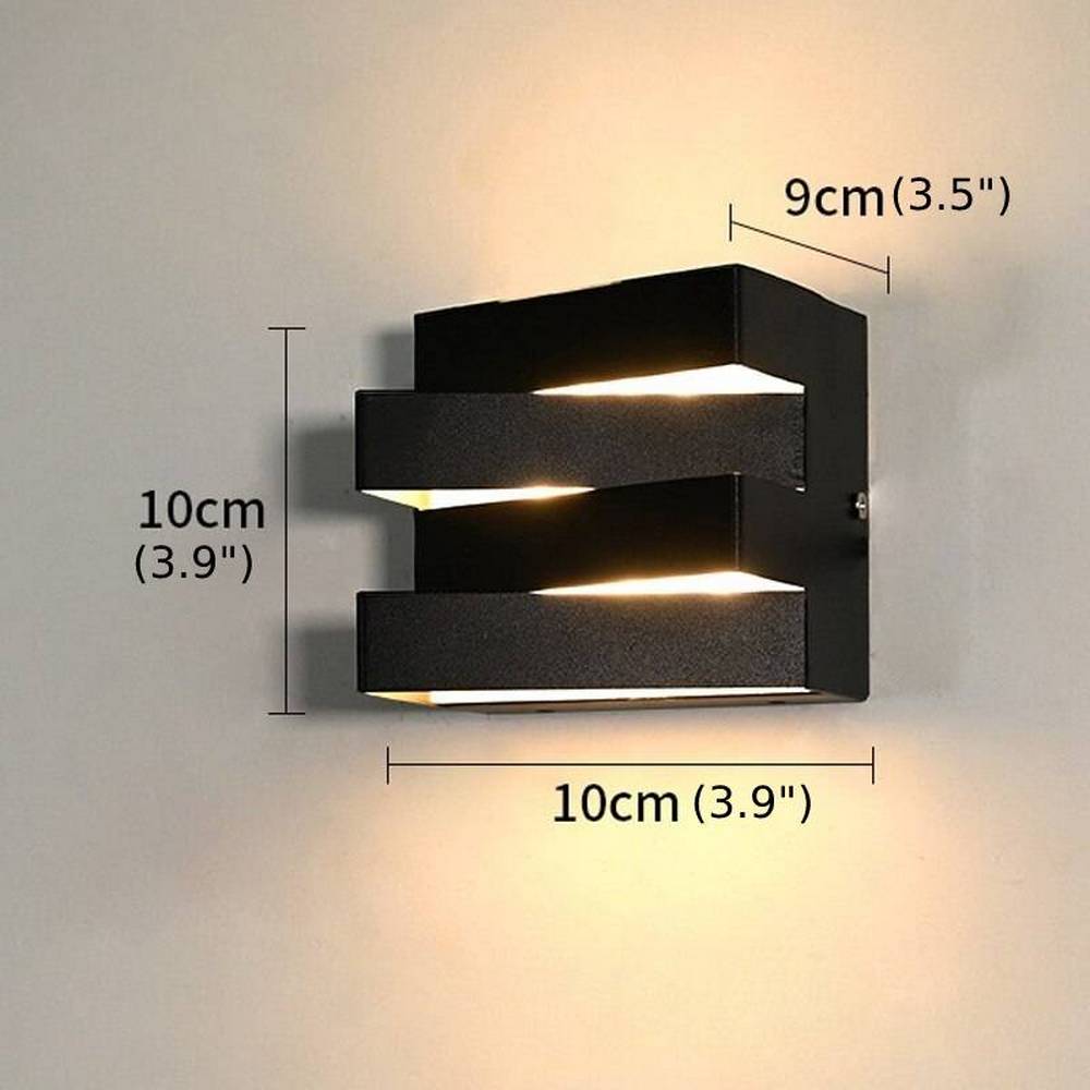 Aplique de pared LED de aluminio para exteriores e interiores, en blanco y negro, para jardín, villa y porche