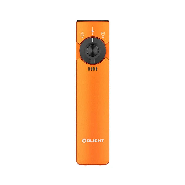 Linterna EDC plana Arkfeld Pro de OLIGHT ARKFELDPRO3ROGV3 con luz LED, luz ultravioleta y láser, color naranja