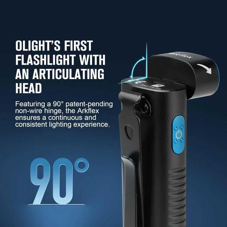 Linterna de ángulo recto ajustable Arkflex de OLIGHT ARKFLEXBK - Negra