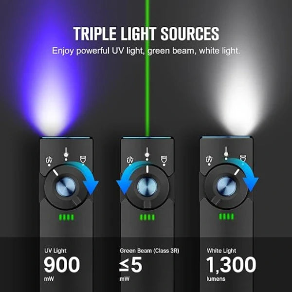 Linterna EDC plana Arkfeld Pro de OLIGHT ARKFELDPRO3RBKCWV3 con luz LED, luz ultravioleta y láser, color negro