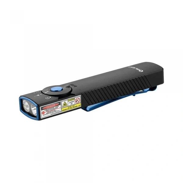 Linterna EDC plana Arkfeld Pro de OLIGHT ARKFELDPRO3RBKCWV3 con luz LED, luz ultravioleta y láser, color negro