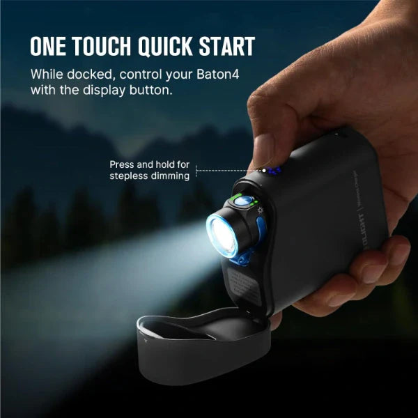 OLIGHT BATON4KITBK Baton 4 Potente linterna EDC de 1300 lúmenes, color negro, de primera calidad (con estuche de carga)