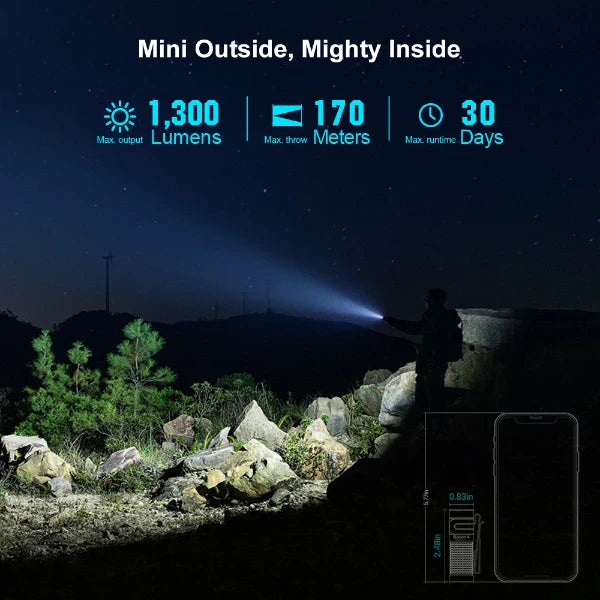 OLIGHT BATON4KITODG Baton 4 Potente linterna EDC de 1300 lúmenes, color verde OD, de primera calidad (con estuche de carga)