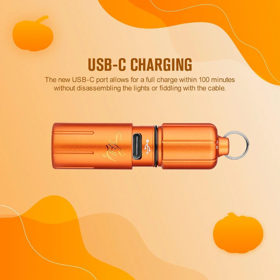 Linterna EDC con llavero de color naranja calabaza OLIGHT ITHXPKNOG iTHX