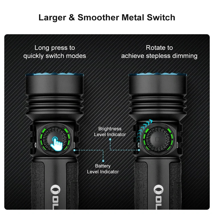 Linterna de alta potencia Seeker 4 Pro de OLIGHT SEEKER4PROMTBKCW - Negro mate CW (5700 ~ 7000 K)