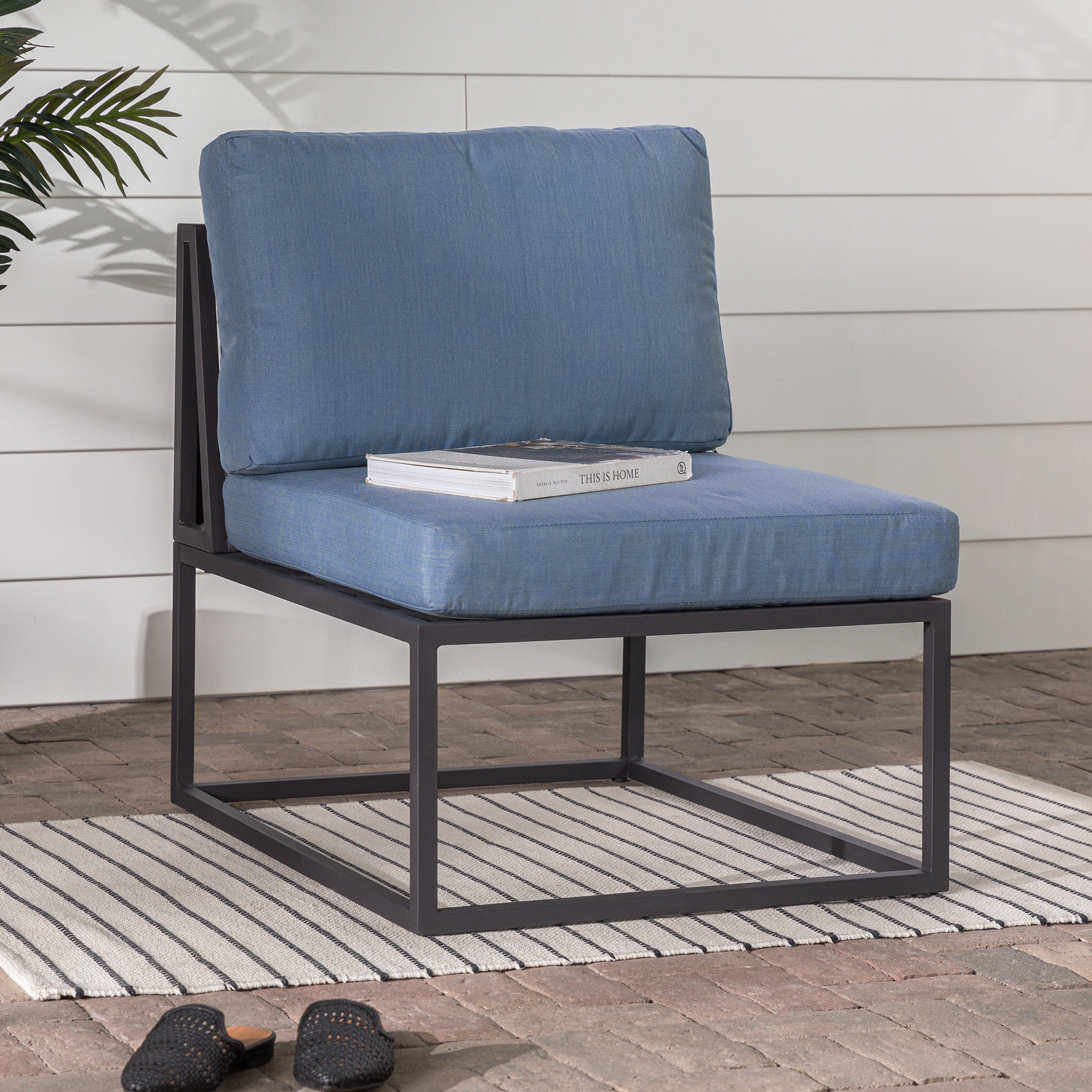 Silla auxiliar modular moderna para patio exterior Trinidad - Azul