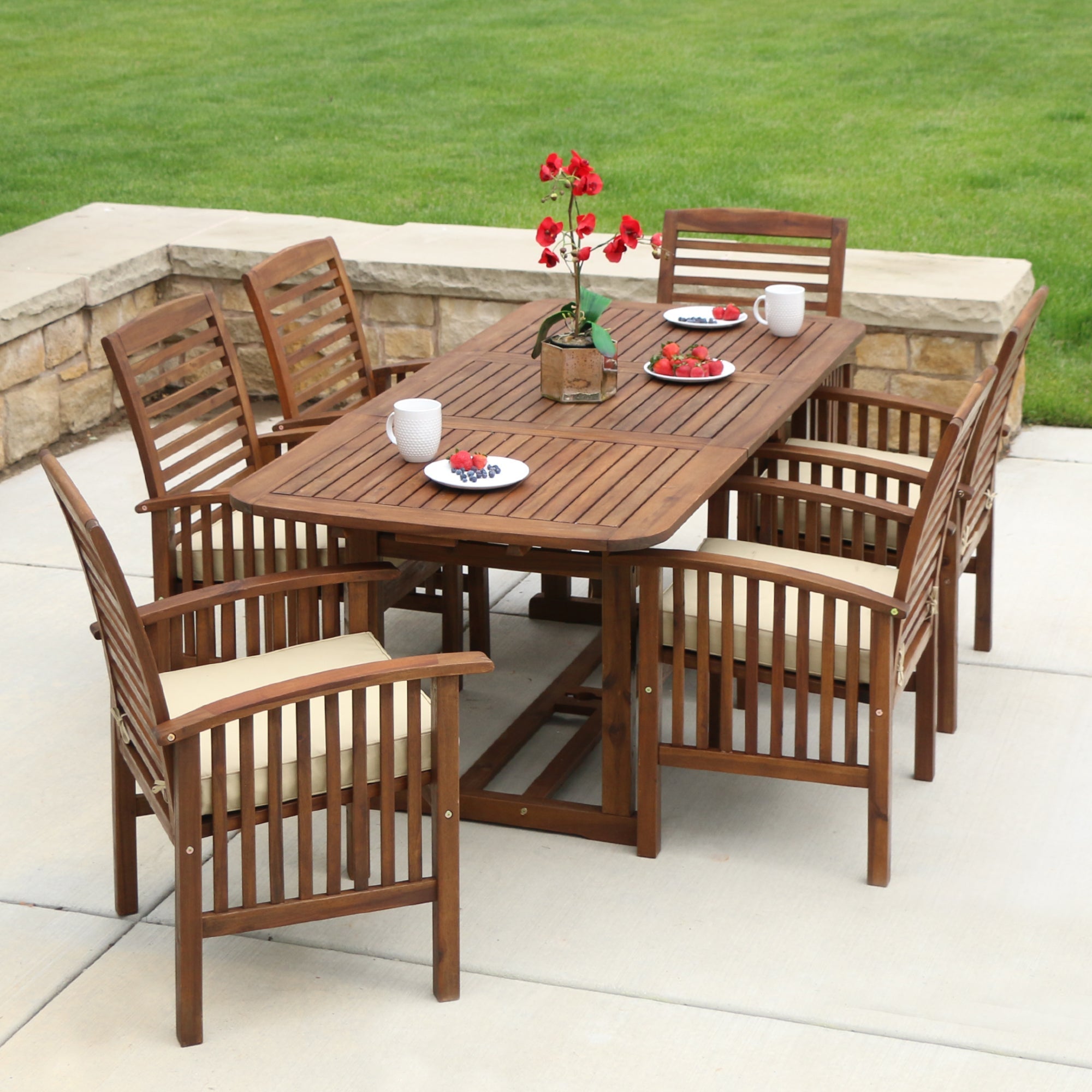 Juego de comedor para patio al aire libre de 7 piezas Midland con cojines