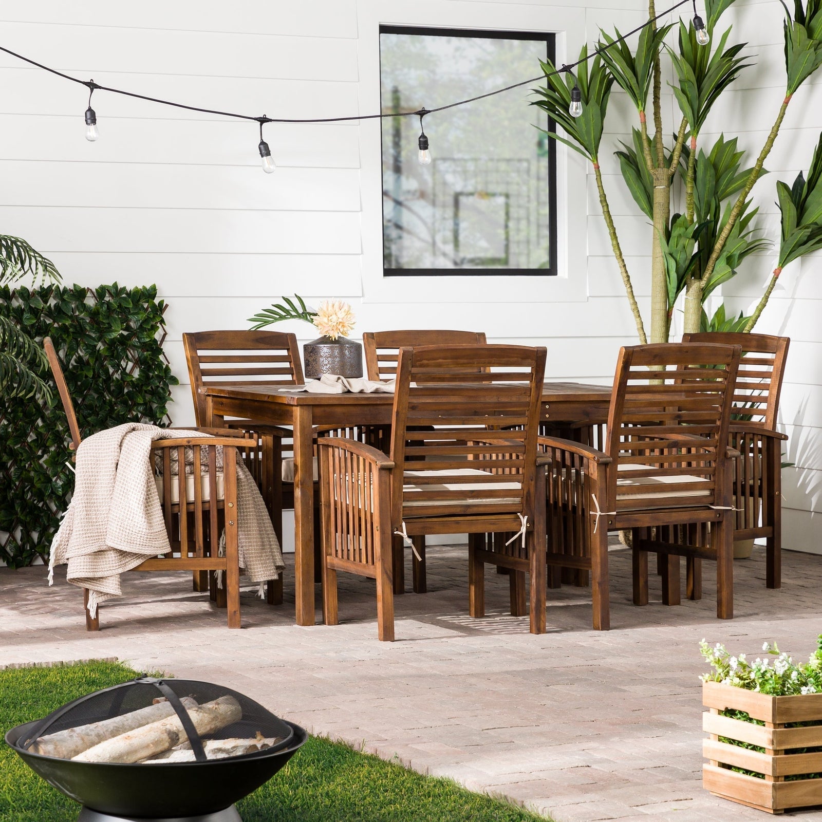 Juego de comedor para patio al aire libre de 7 piezas Midland con cojines