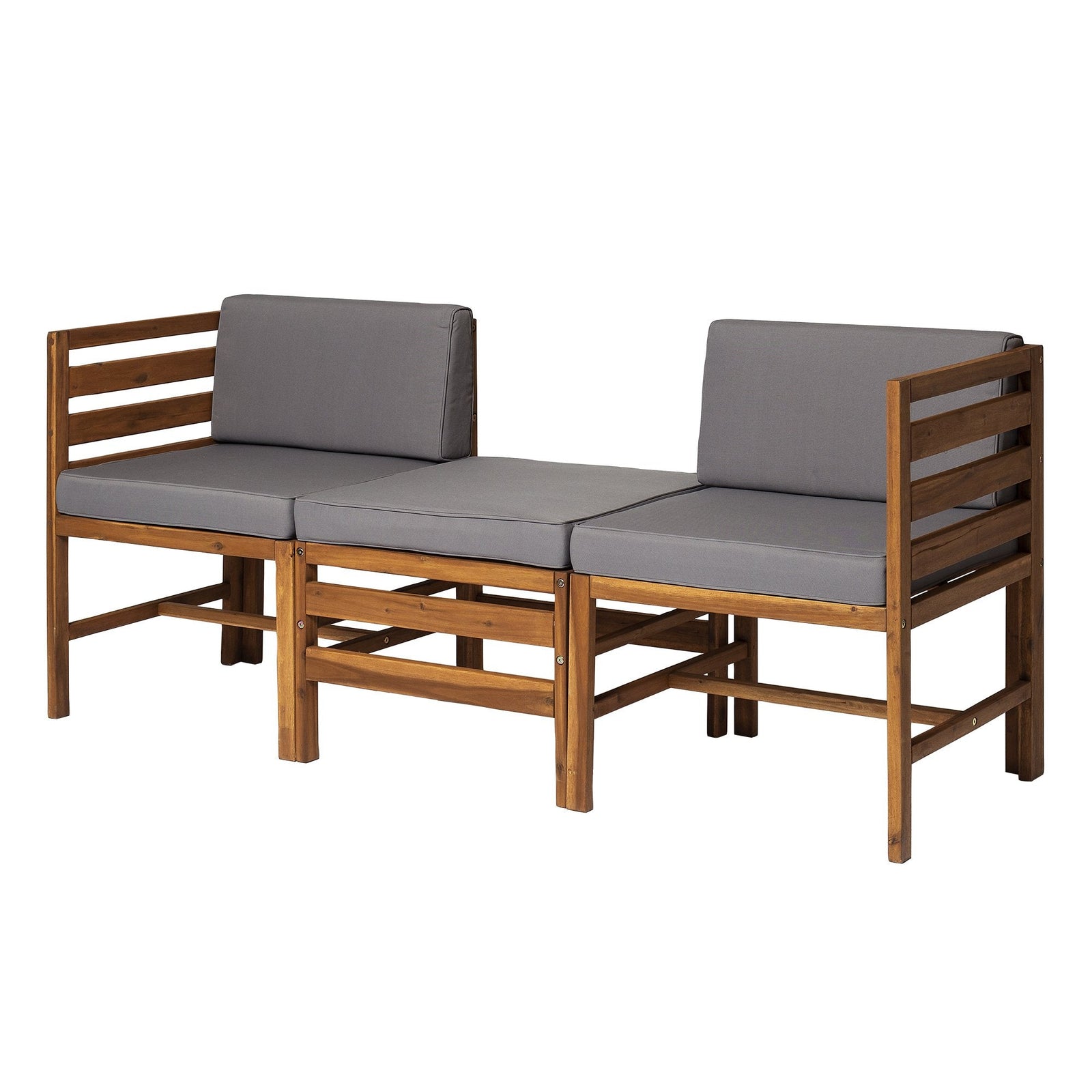 Sillas y otomana modulares de acacia de 3 piezas de Sanibel