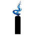 Escultura de piso con forma de ola de Cortes Bay en color azul océano y soporte negro, 57" de alto