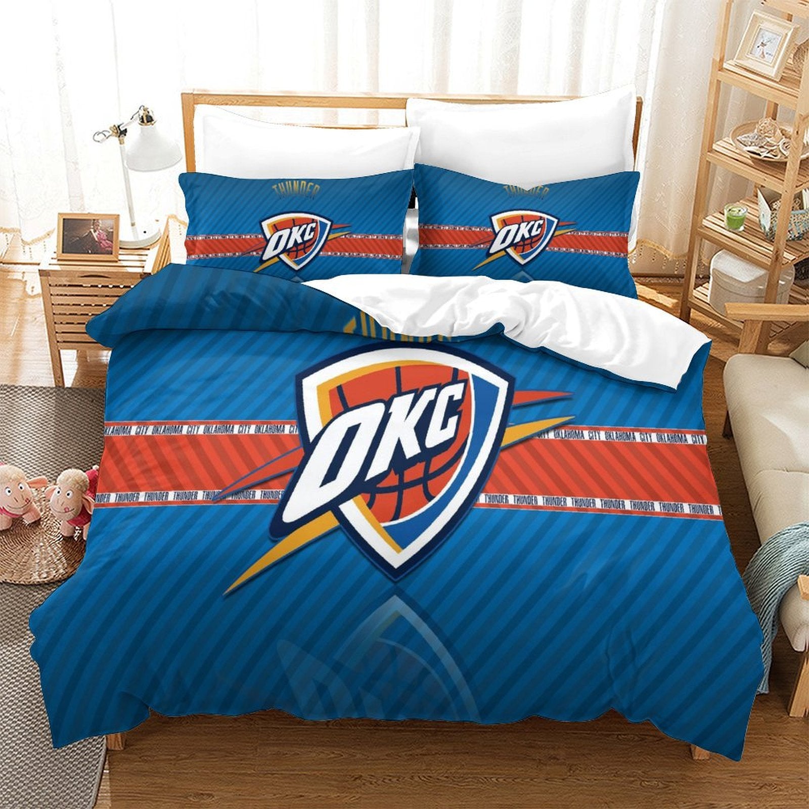 Juego de ropa de cama Oklahoma City Thunder, funda de edredón sin relleno