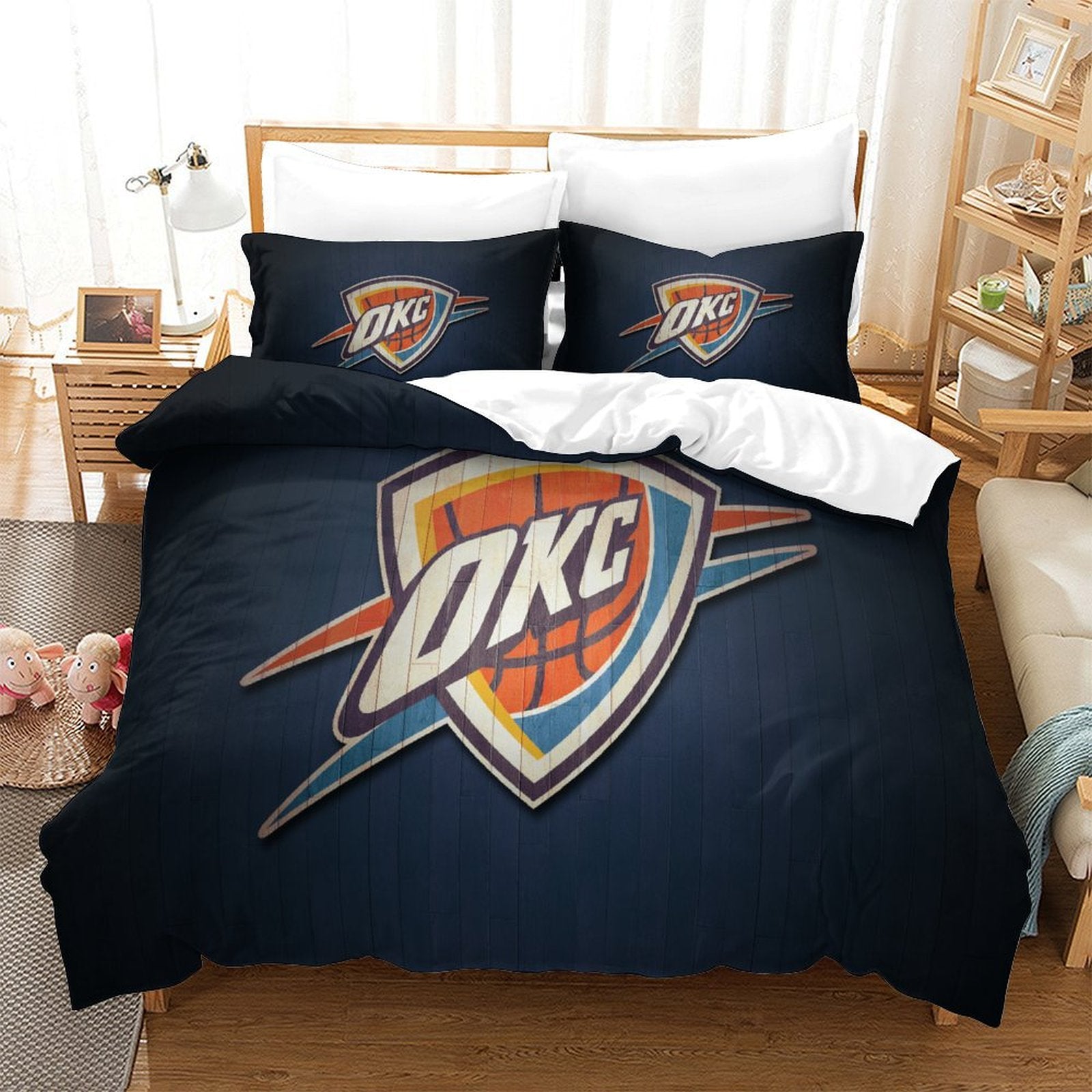 Juego de ropa de cama Oklahoma City Thunder, funda de edredón sin relleno