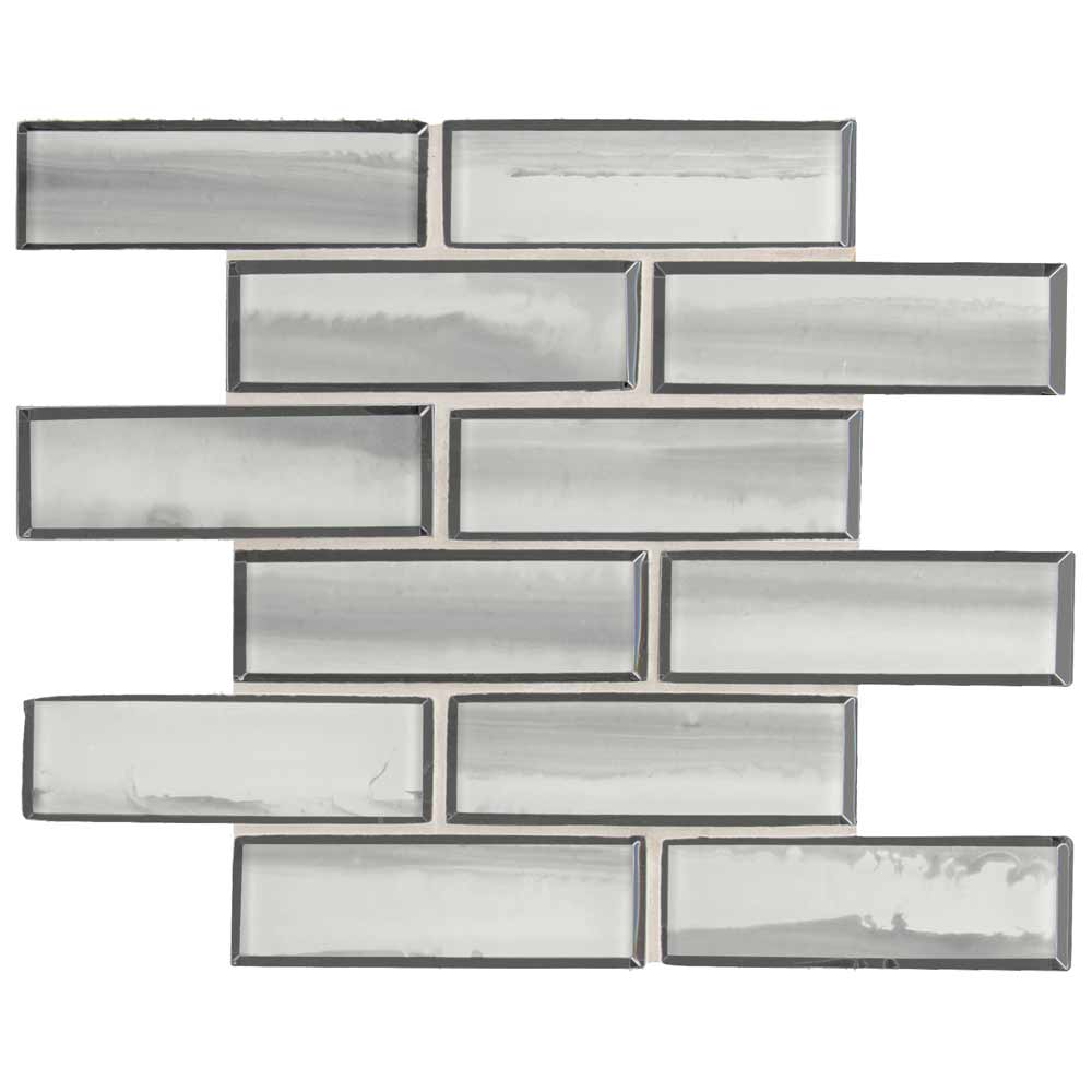 Mosaico de vidrio Ombre Grigia de 29,5 x 29,5 cm, montado sobre malla - Colección MSI