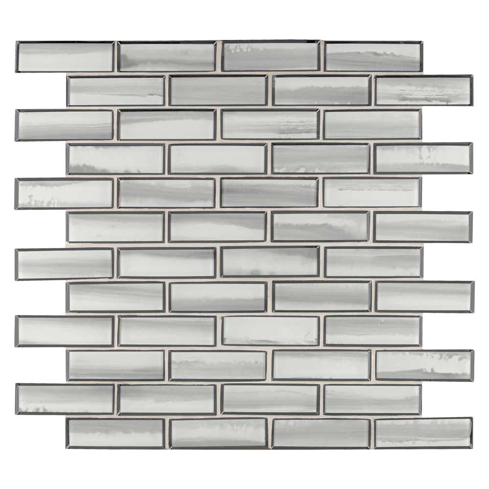 Mosaico de vidrio Ombre Grigia de 29,5 x 29,5 cm, montado sobre malla - Colección MSI