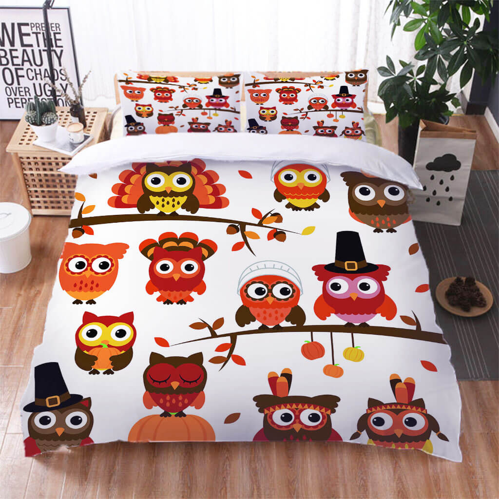Owl Pattern Bedding Set Quilt Cover Without Filler