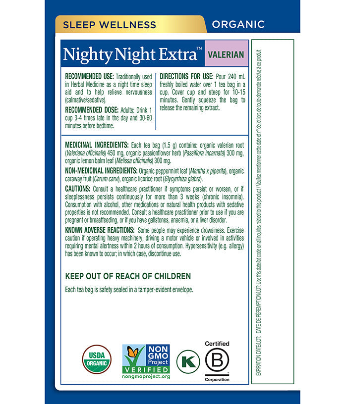 Té nocturno de raíz de valeriana de Traditional Medicinals (paquete de 6, 16 bolsitas cada una)