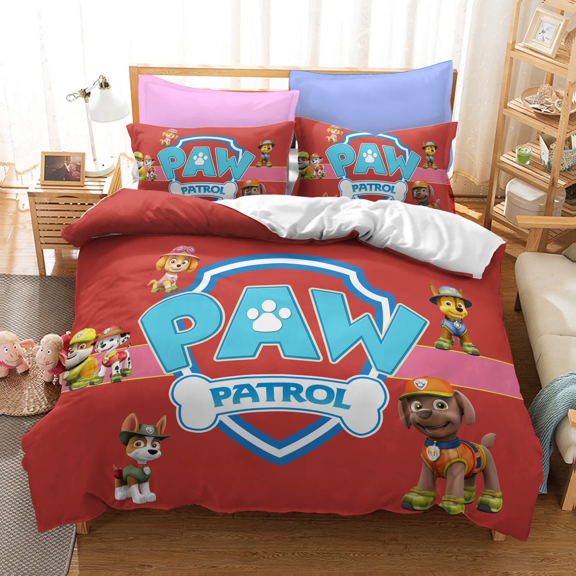 Juego de cama con funda de edredón y relleno de la temporada 1 de la Patrulla Canina