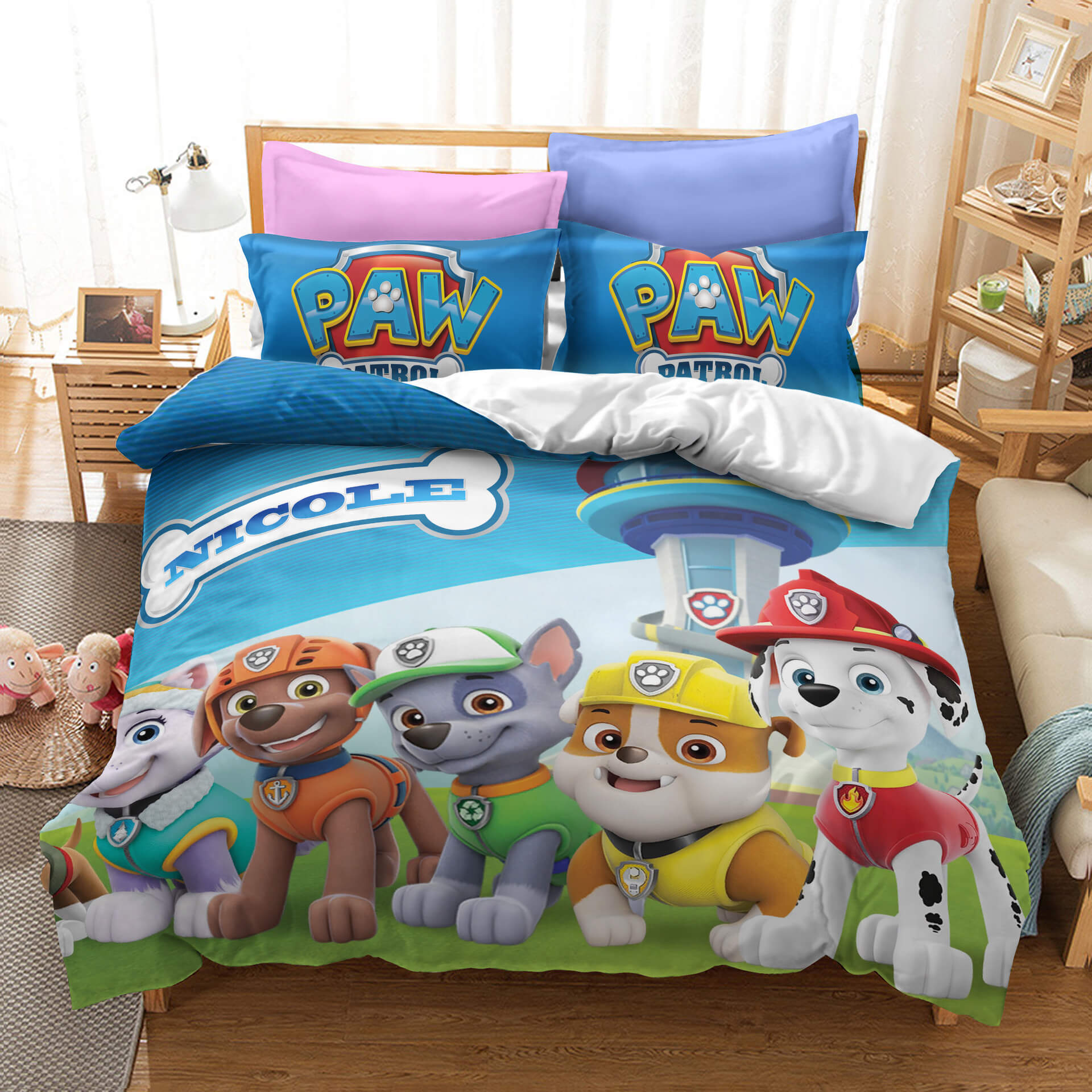 Juego de cama con funda de edredón y relleno de la temporada 1 de la Patrulla Canina