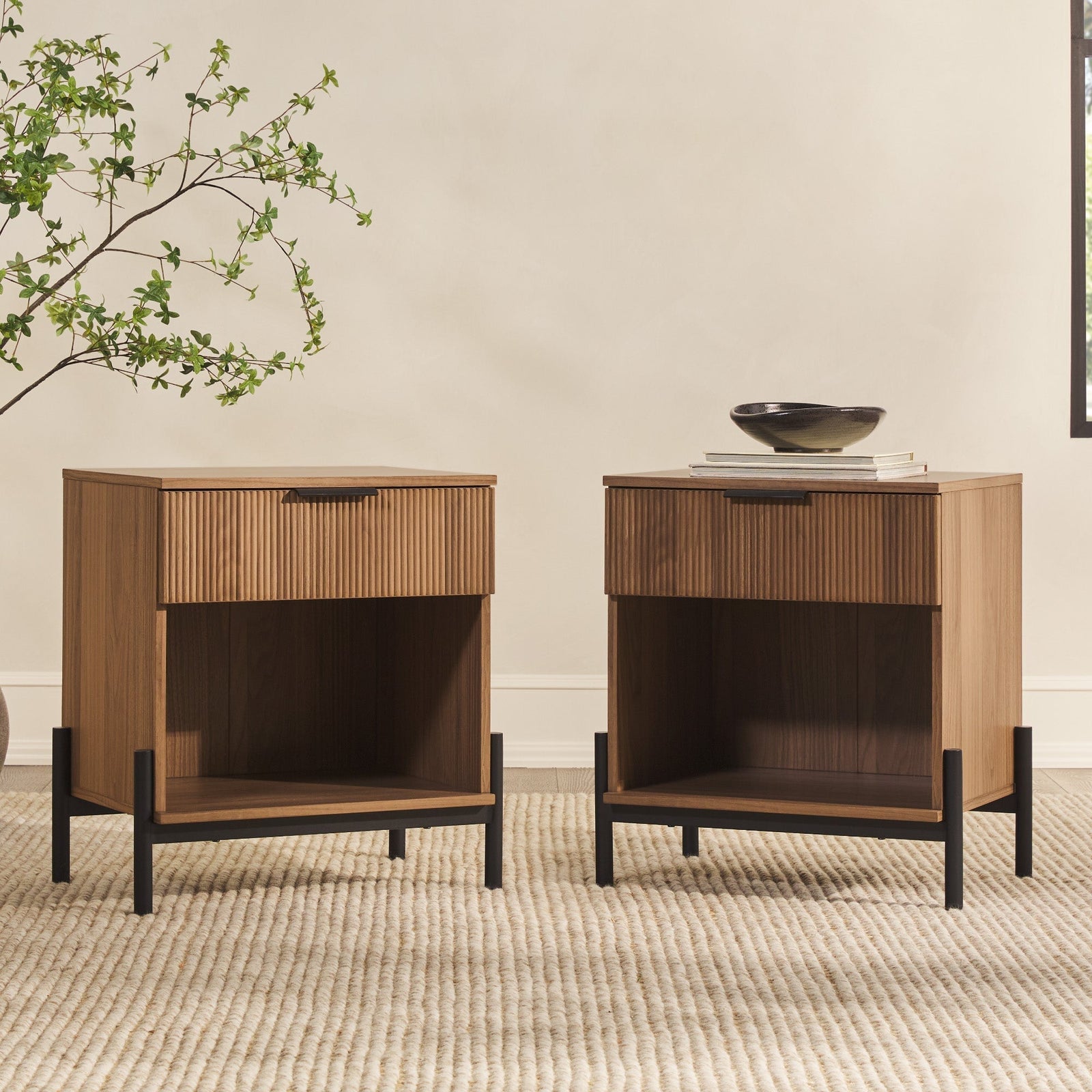 Paris Modern Scandinavian Reeded Nightstand
