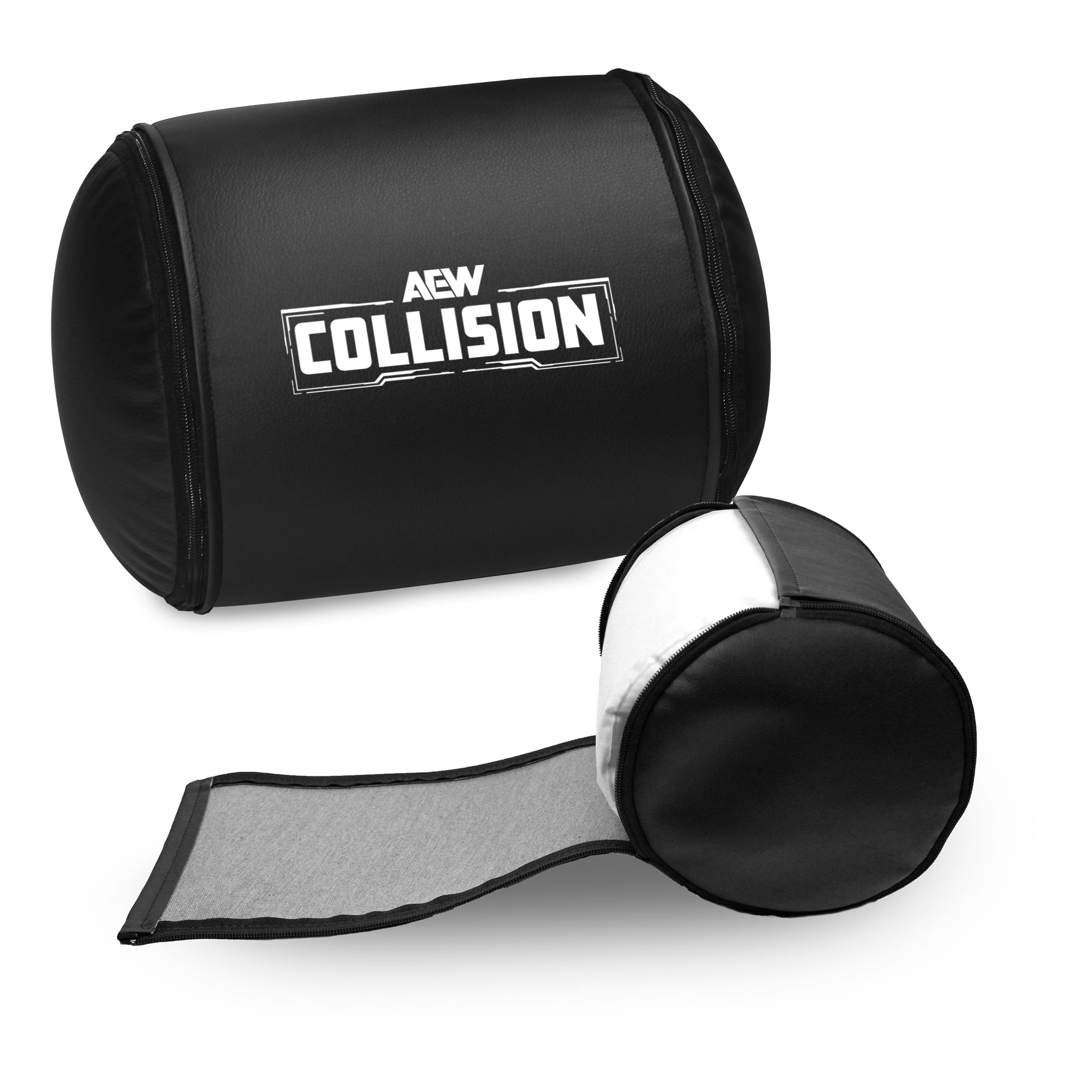 Panel con el logotipo blanco de All Elite Wrestling Collision