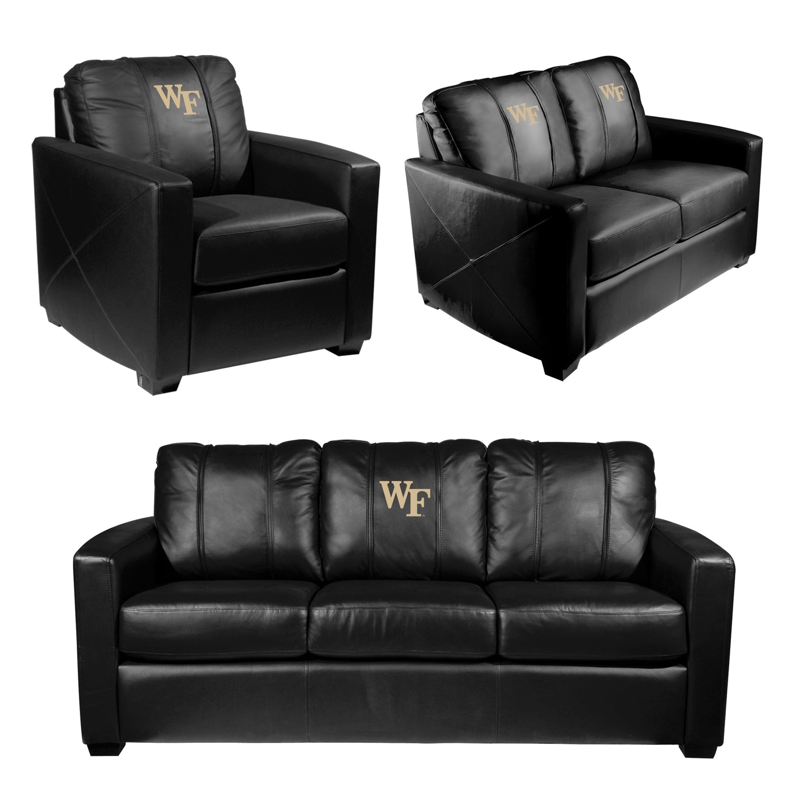 Sofá plateado con el logotipo de Wake Forest