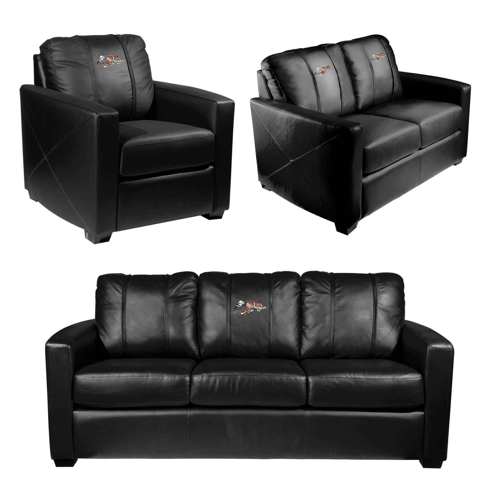 Loveseat plateado con el logotipo clásico de los Cincinnati Bengals