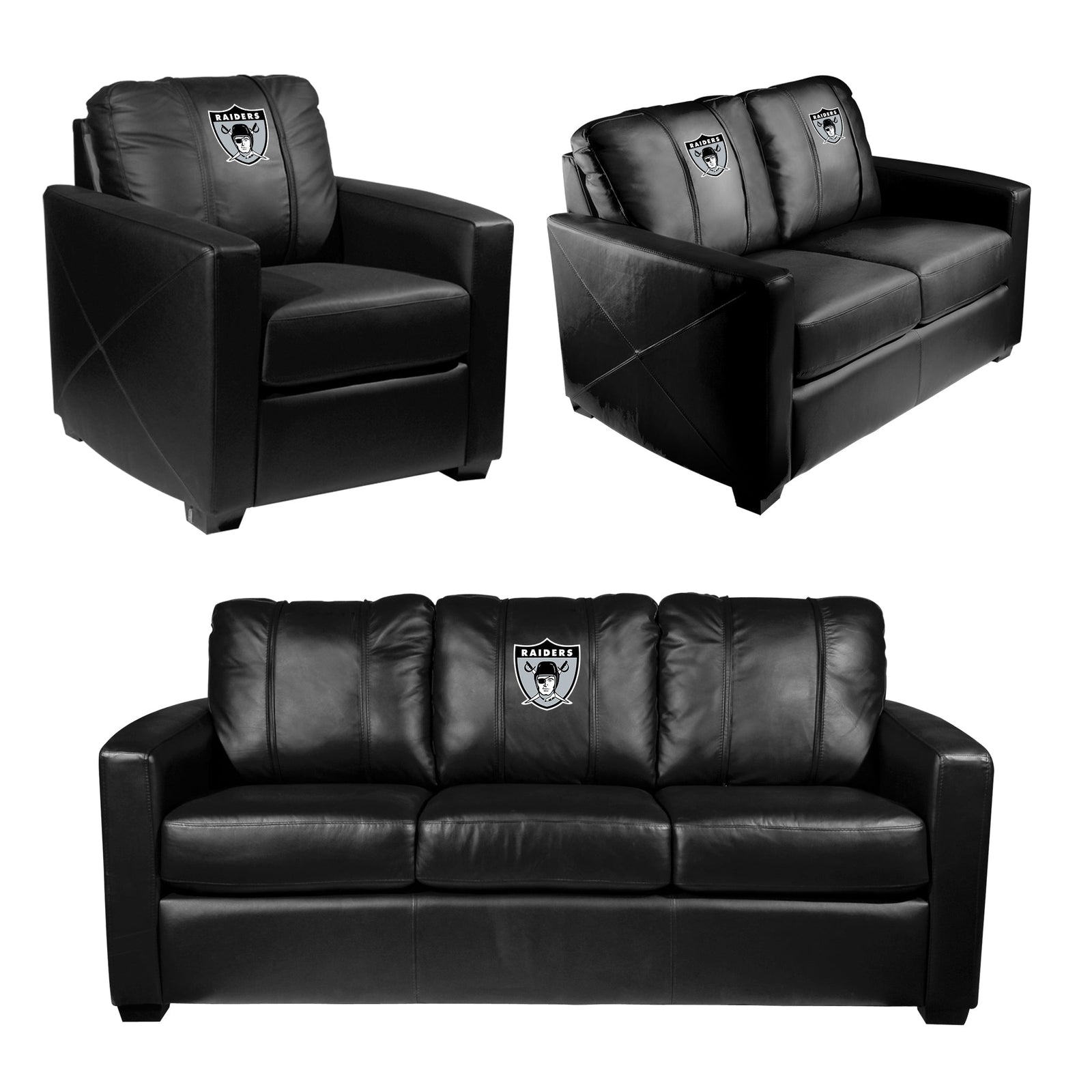 Sillón Club Plateado con el Logotipo Clásico de Los Vegas Raiders