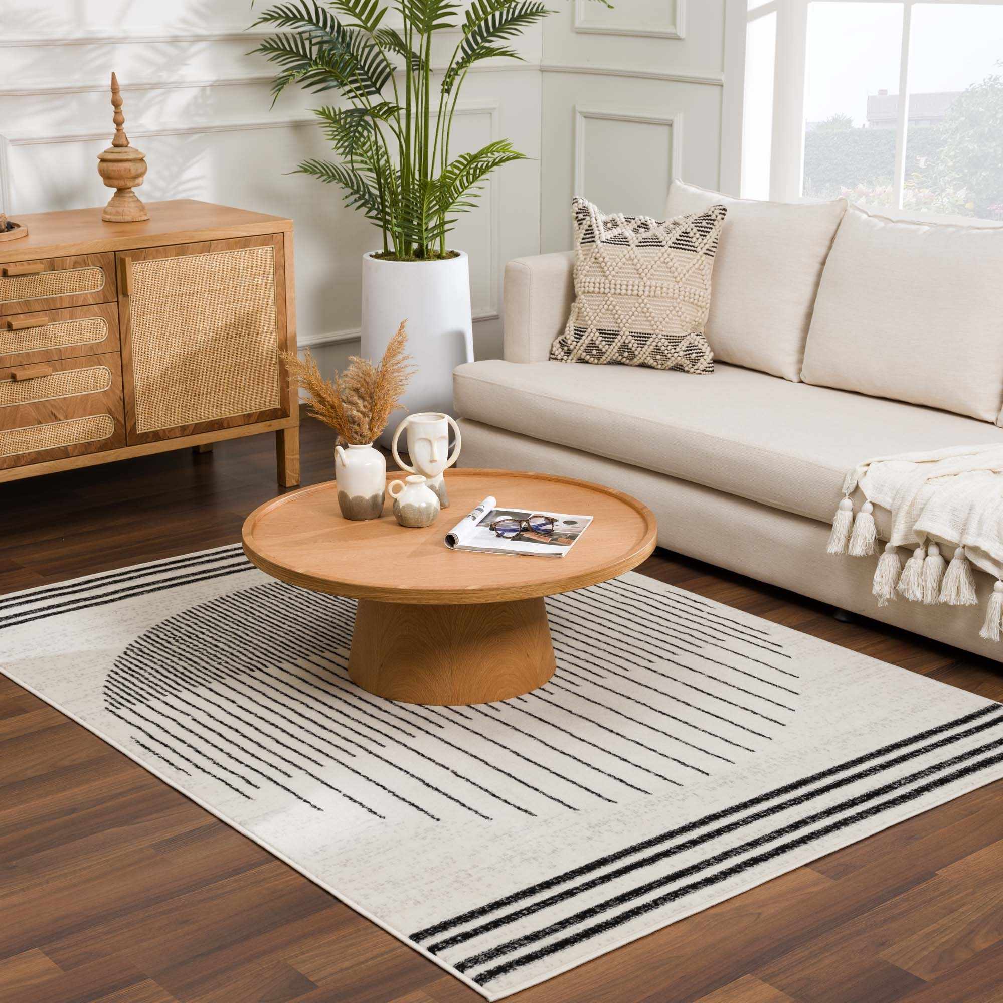 Alfombra con diseño geométrico en blanco y negro Angus
