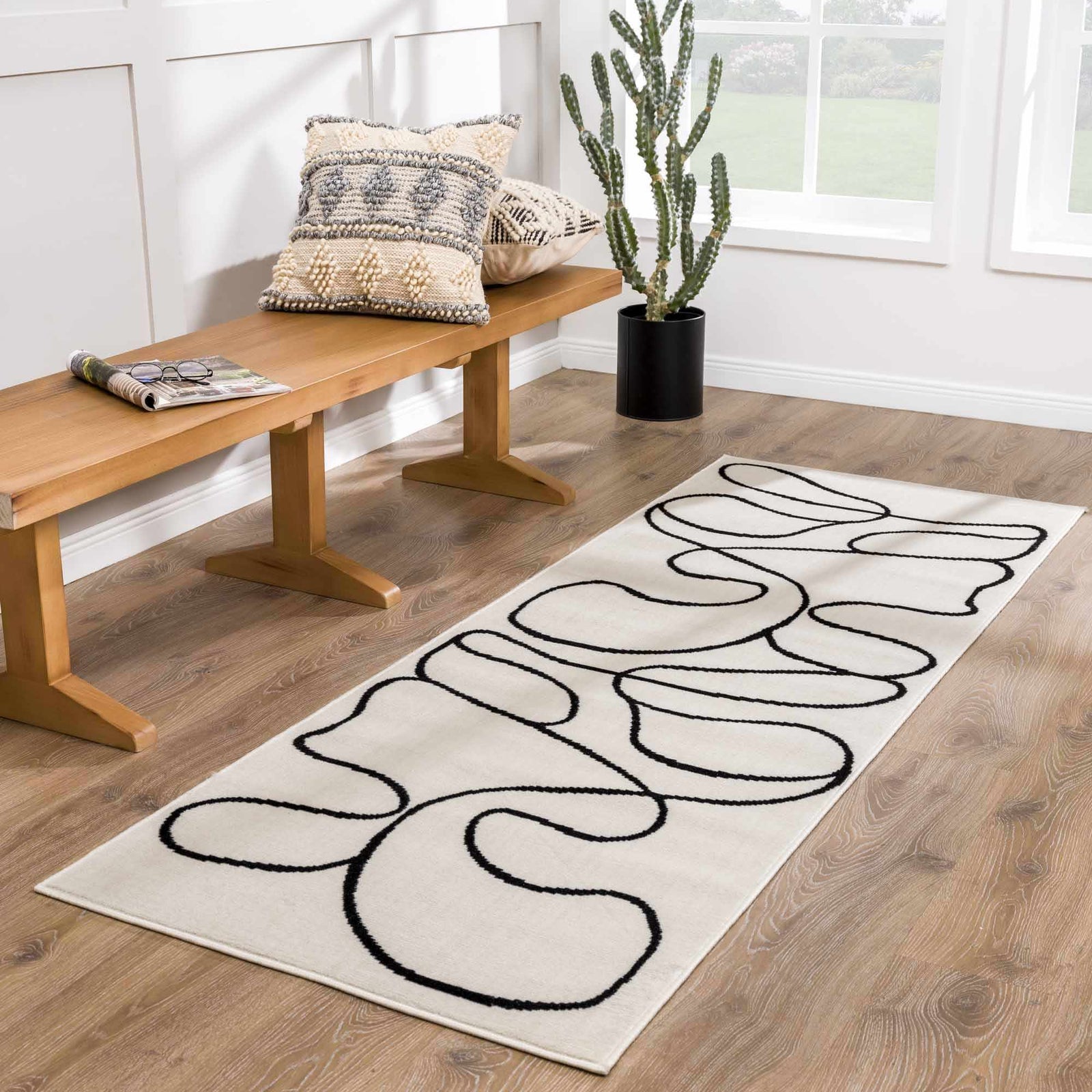 Alfombra bohemia moderna de perfil bajo Eilir