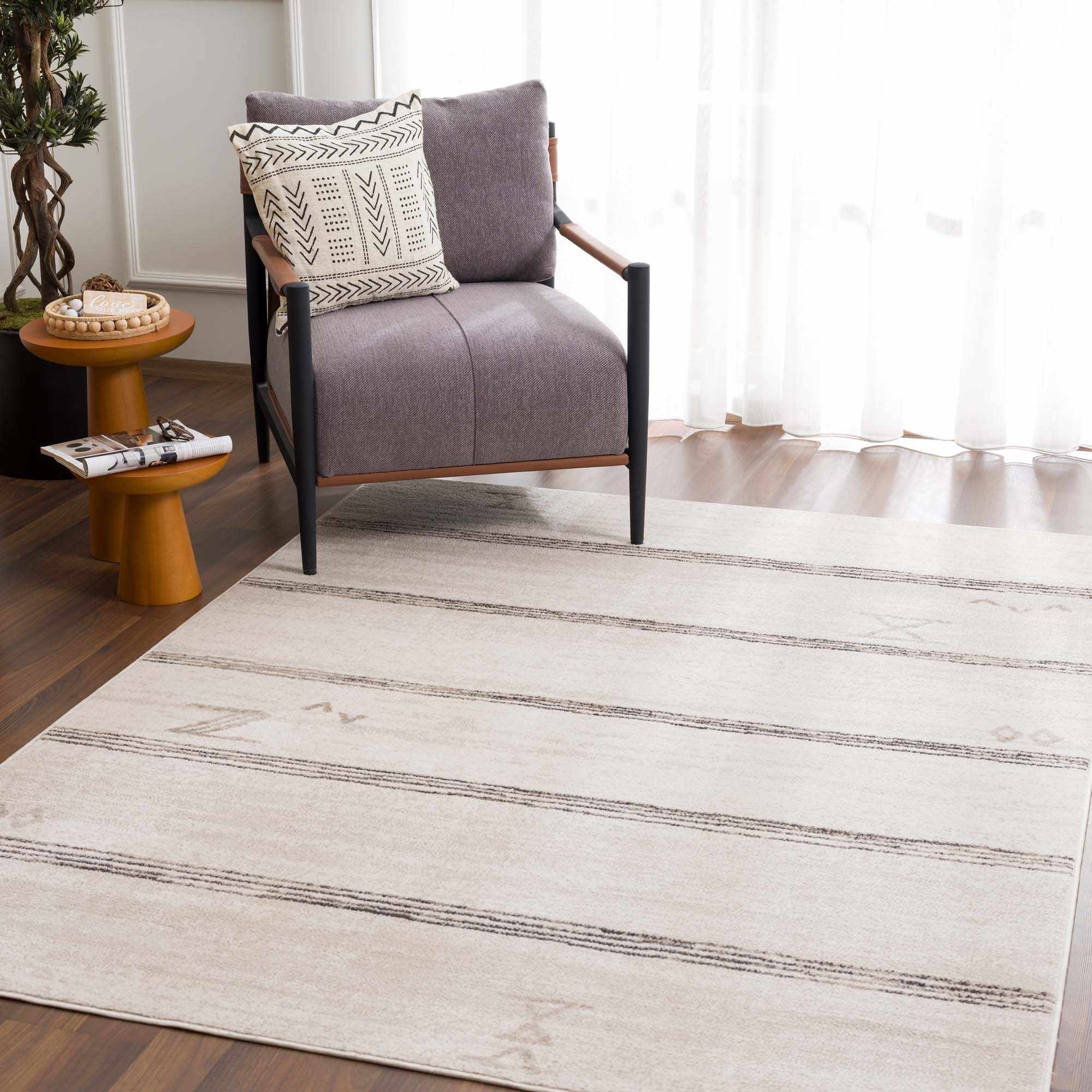 Alfombra Deja color crema y carbón - Liquidación