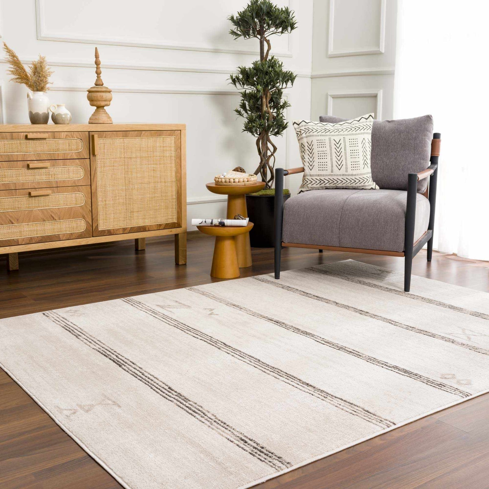 Alfombra Deja color crema y carbón - Liquidación