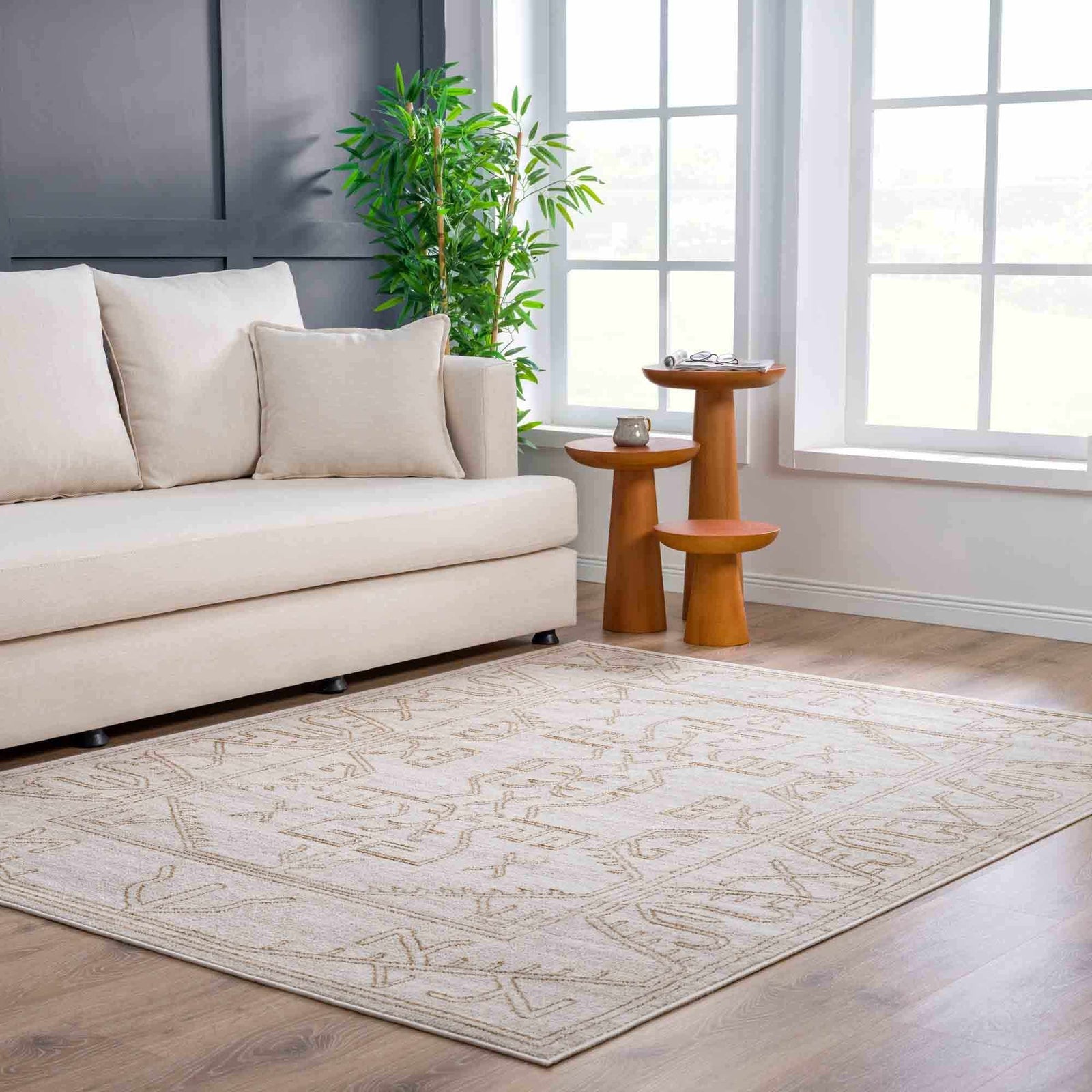 Alfombra Divya color crema y dorado - Liquidación