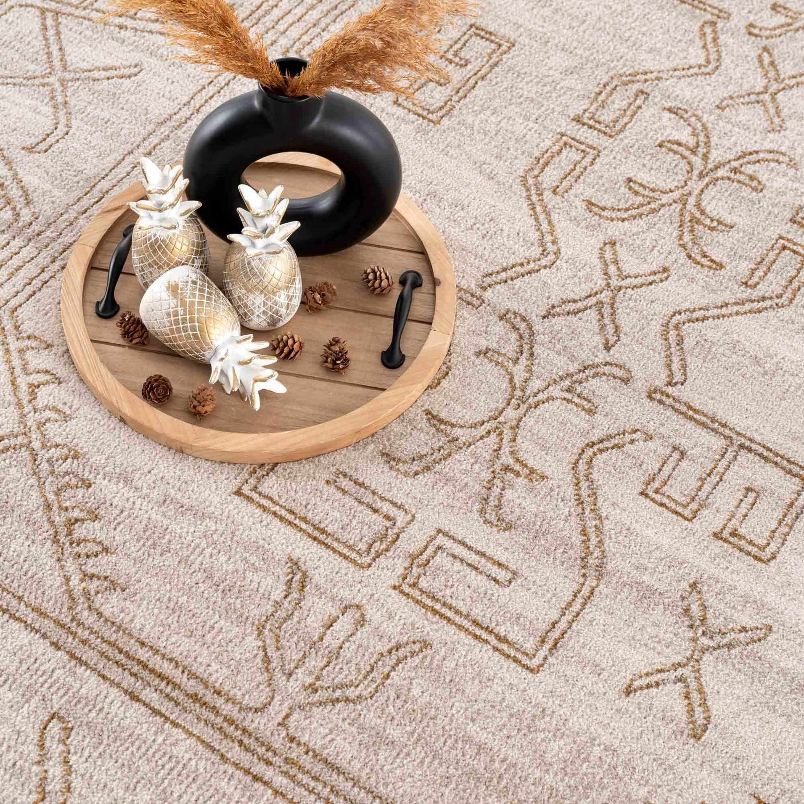 Alfombra Divya color crema y dorado - Liquidación