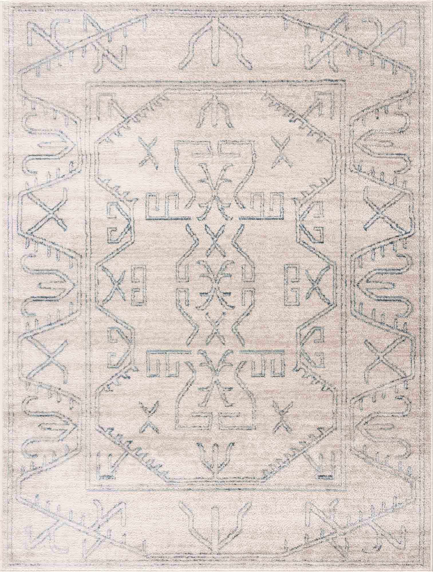 Alfombra Divya color crema y azul plateado - Liquidación