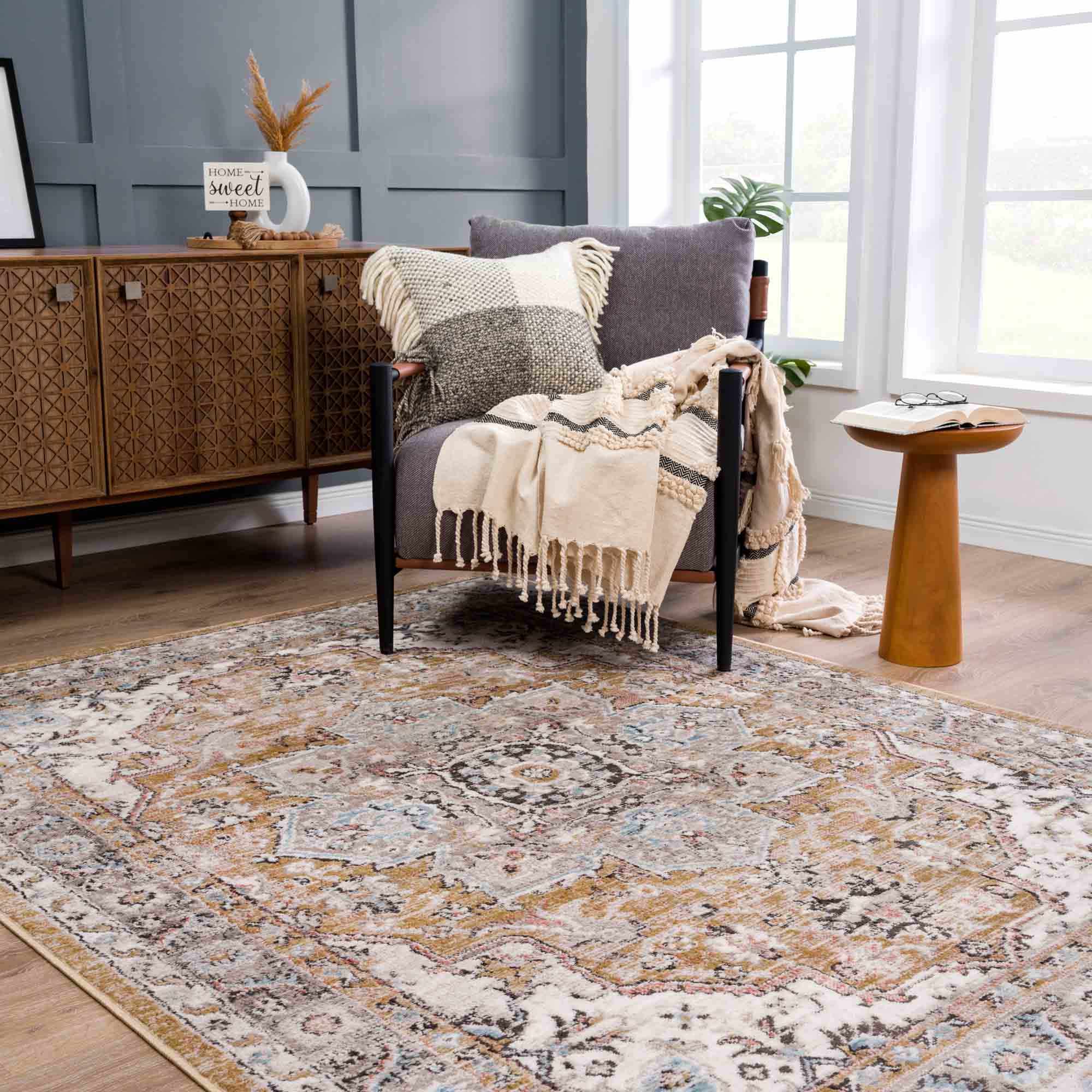Alfombra dorada y beige Albie - Ofertas especiales