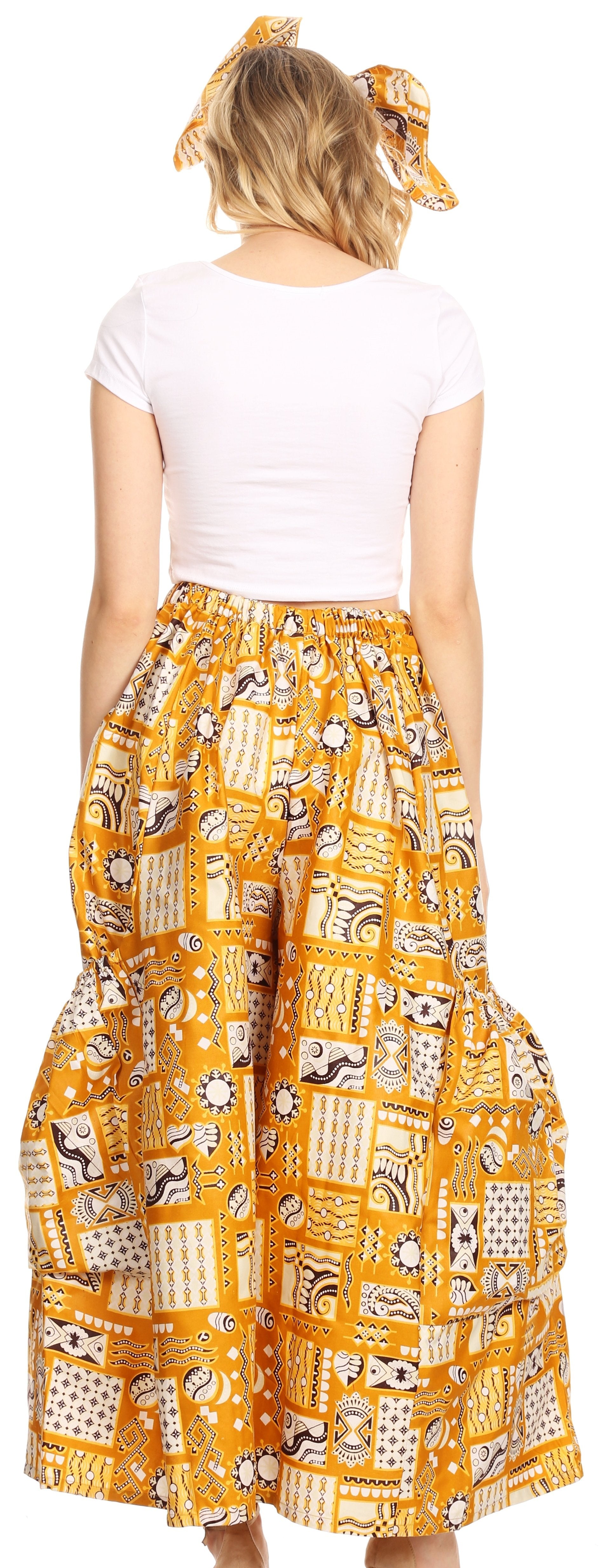 Pantalones culotte de pierna ancha con estampado africano Ankara para mujer de Sakkas Duru, cintura elástica