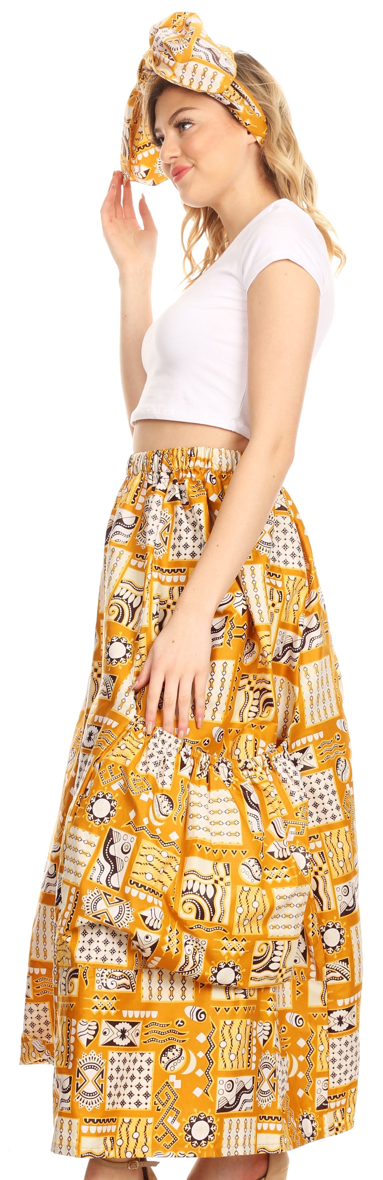Pantalones culotte de pierna ancha con estampado africano Ankara para mujer de Sakkas Duru, cintura elástica