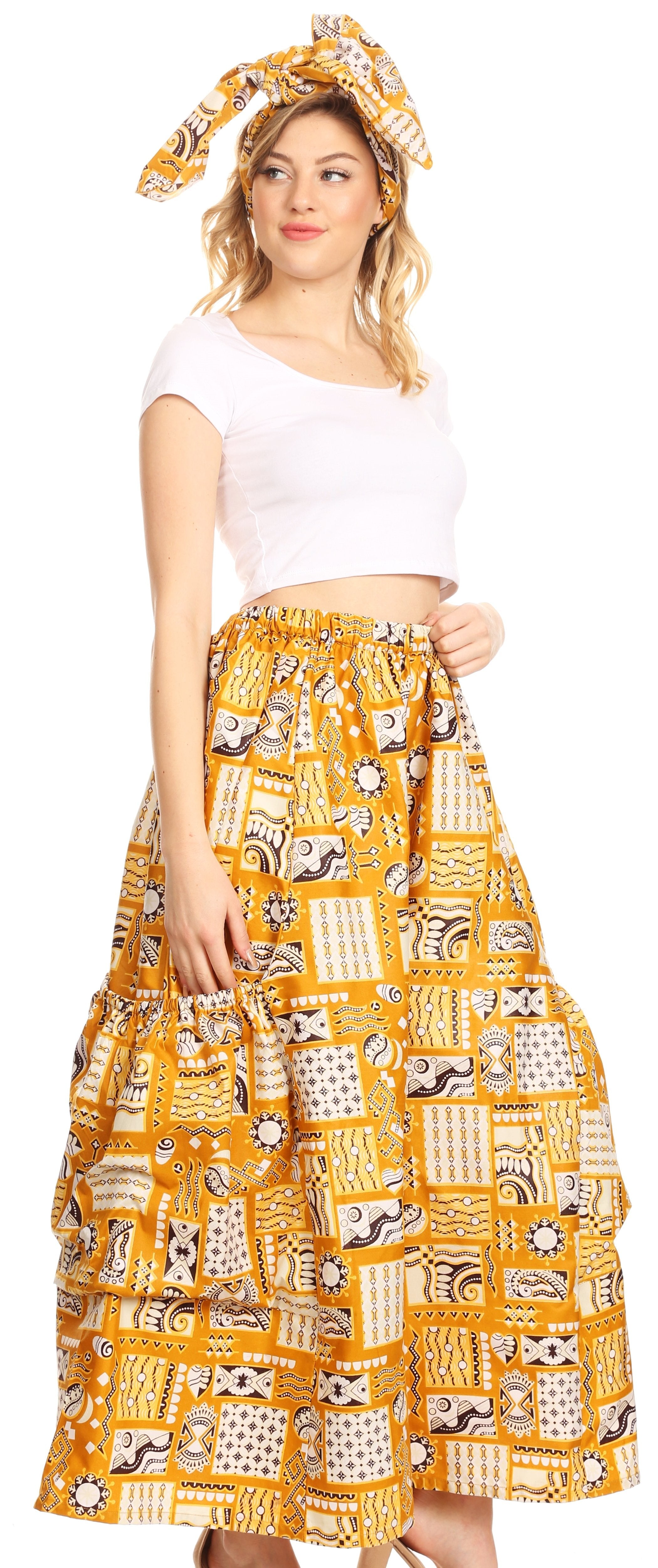Pantalones culotte de pierna ancha con estampado africano Ankara para mujer de Sakkas Duru, cintura elástica