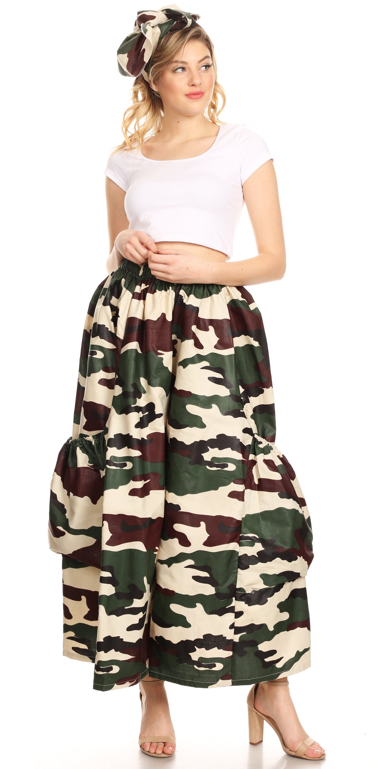 Pantalones culotte de pierna ancha con estampado africano Ankara para mujer de Sakkas Duru, cintura elástica